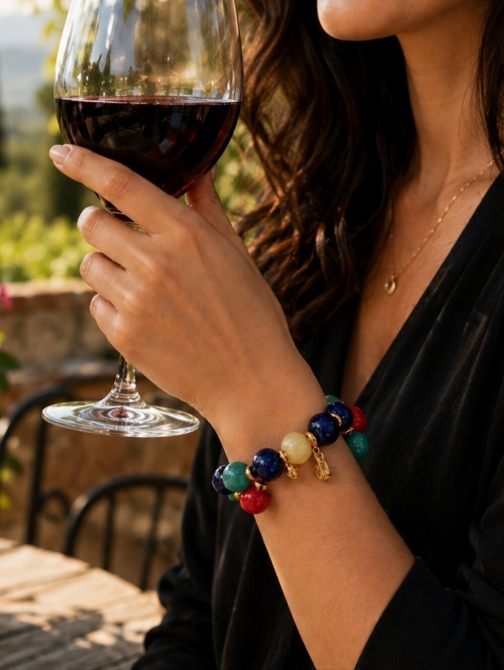 Lauren Conrad Vintage Bold Primary Colors Lucite Beaded Memory Wire Bracelet EUC